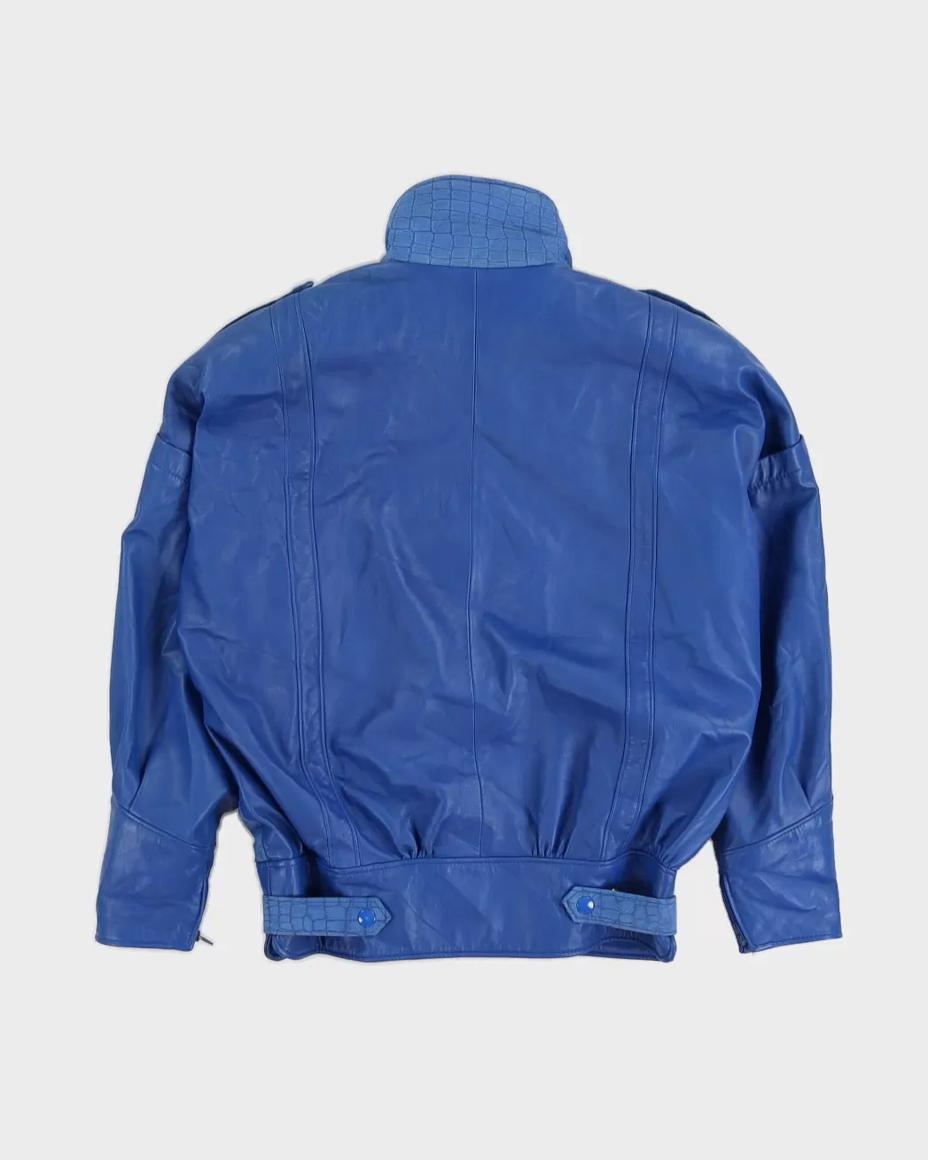 00s Blue Leather Jacket - M