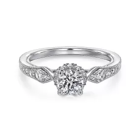 0.79ctw Victorian Style Diamond Engagment Ring - White Gold