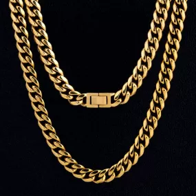 10mm Cuban Link Chain in 18K Gold for Men's Necklace KRKC