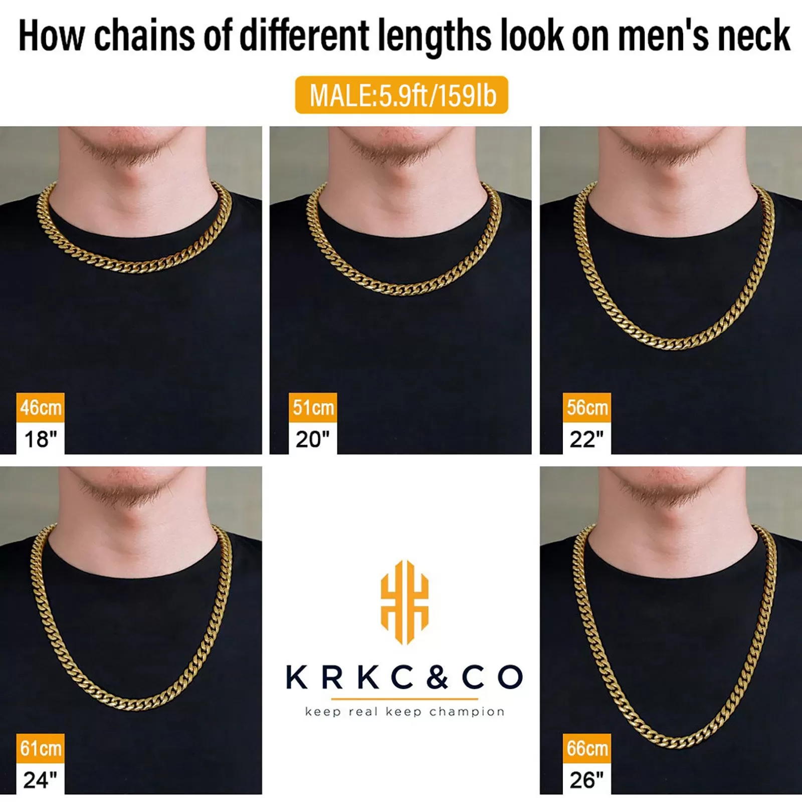 10mm Cuban Link Chain in 18K Gold for Men's Necklace KRKC