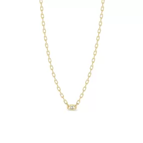 14k Baguette Diamond Open Link Square Oval Chain Necklace