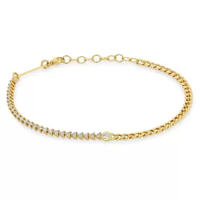 14k Floating Diamond Mixed Curb Chain & Diamond Tennis Bracelet