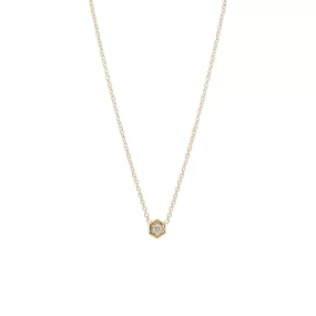 14k Gold Diamond Hexagon Necklace