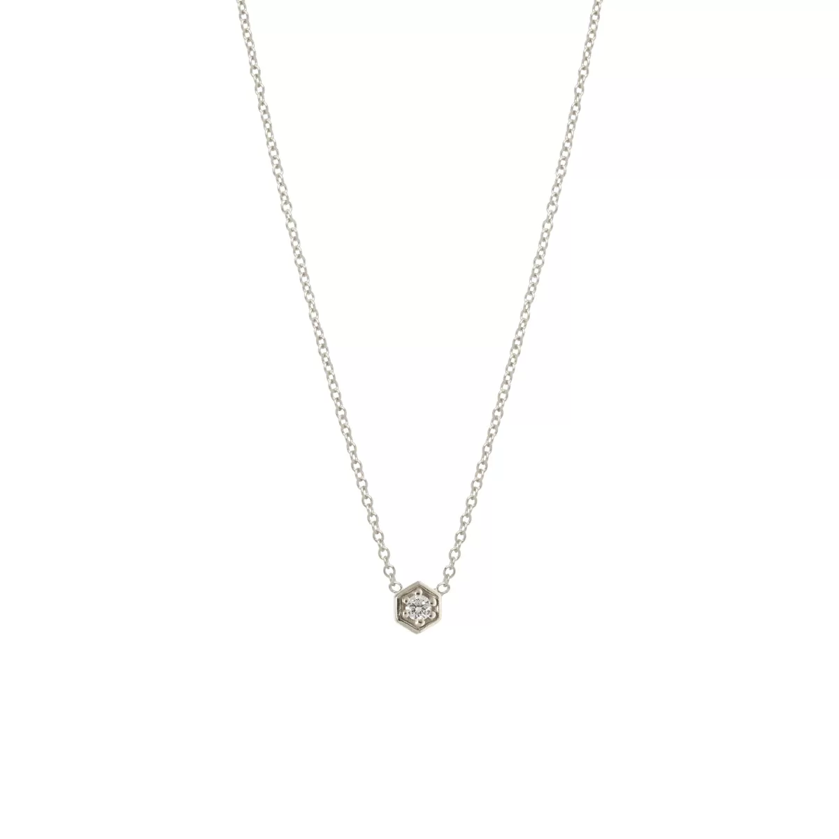 14k Gold Diamond Hexagon Necklace