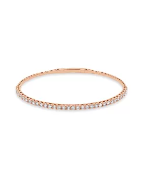 14K Rose Gold Diamond Flexible Bangle Bracelet 1.98cttw