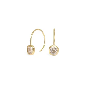 18K Thread Through Earrings with Cushion Cut Diamonds