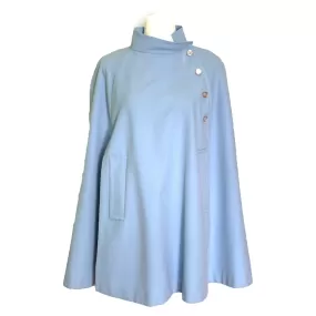 1950s Blue Cape for Montgomery Ward. Asymmetrical Poncho. Stylish Vintage Outerwear Jacket.