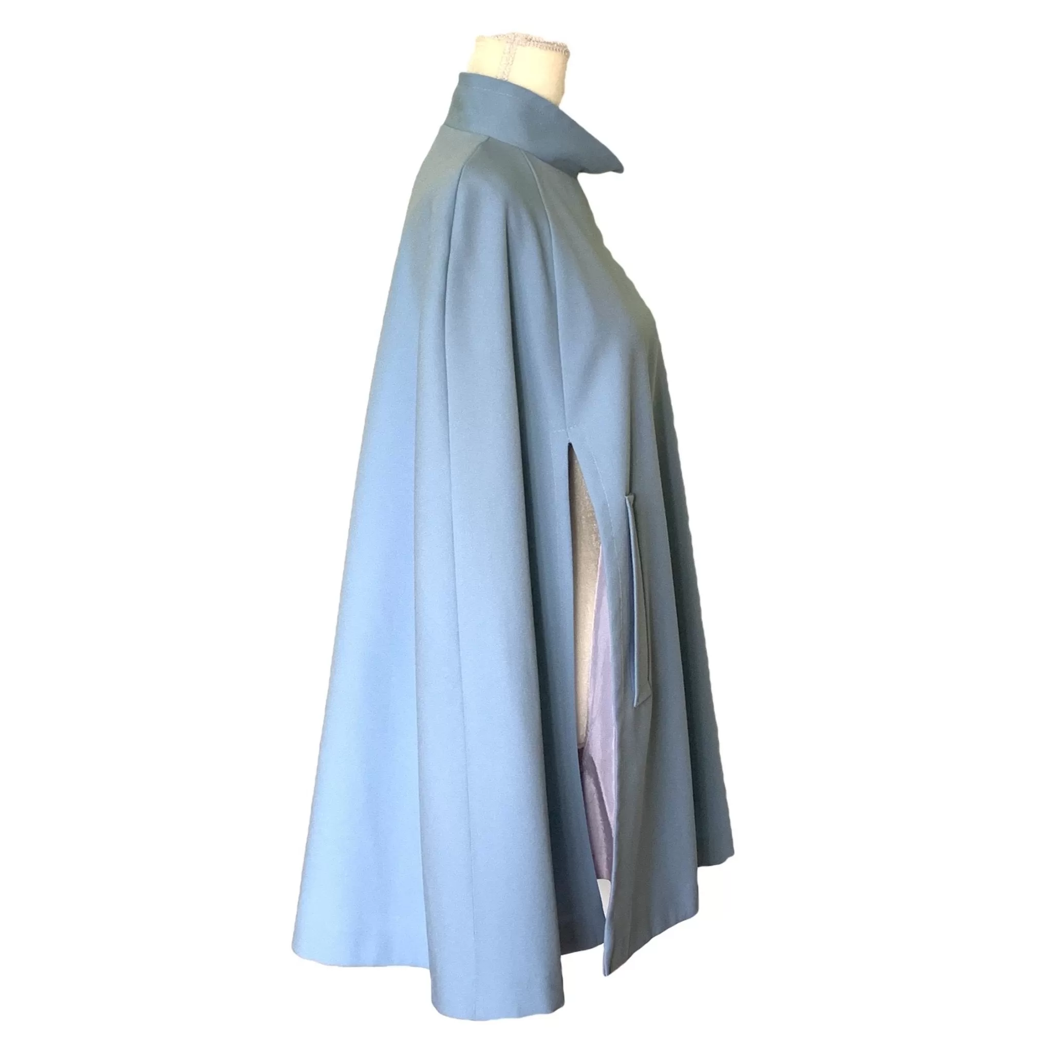 1950s Blue Cape for Montgomery Ward. Asymmetrical Poncho. Stylish Vintage Outerwear Jacket.