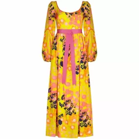 1960s Frank Usher 1960s Psychedelic Floral Printed Dress