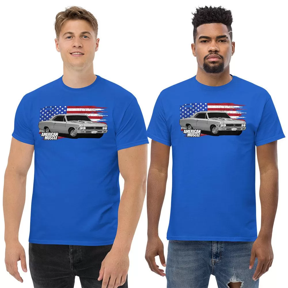 1966 Chevelle T-Shirt American Muscle Car Tee With American Flag Design