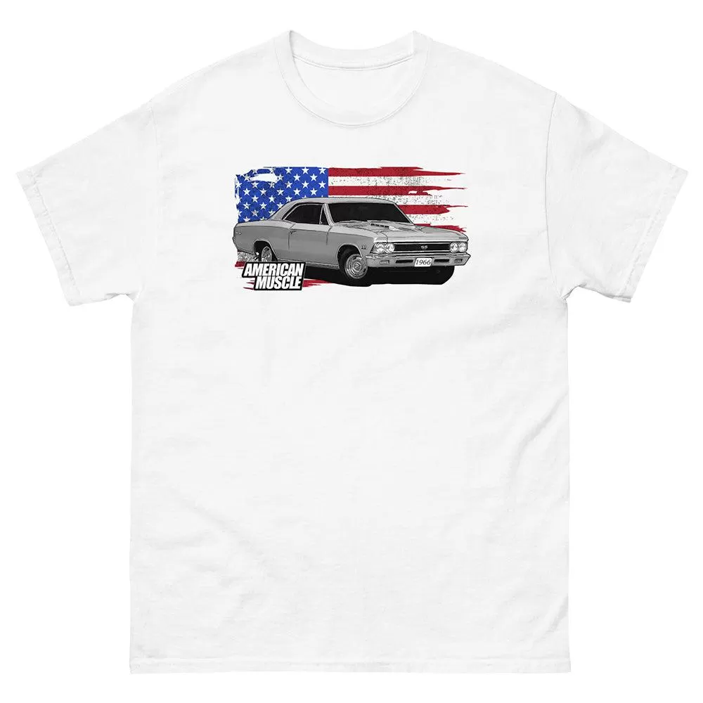 1966 Chevelle T-Shirt American Muscle Car Tee With American Flag Design