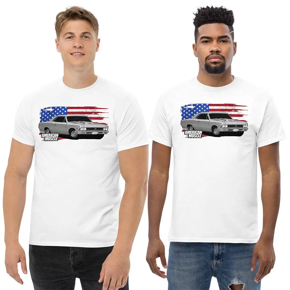 1966 Chevelle T-Shirt American Muscle Car Tee With American Flag Design