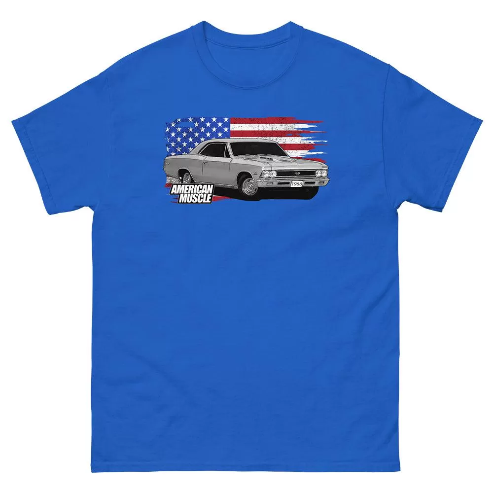 1966 Chevelle T-Shirt American Muscle Car Tee With American Flag Design