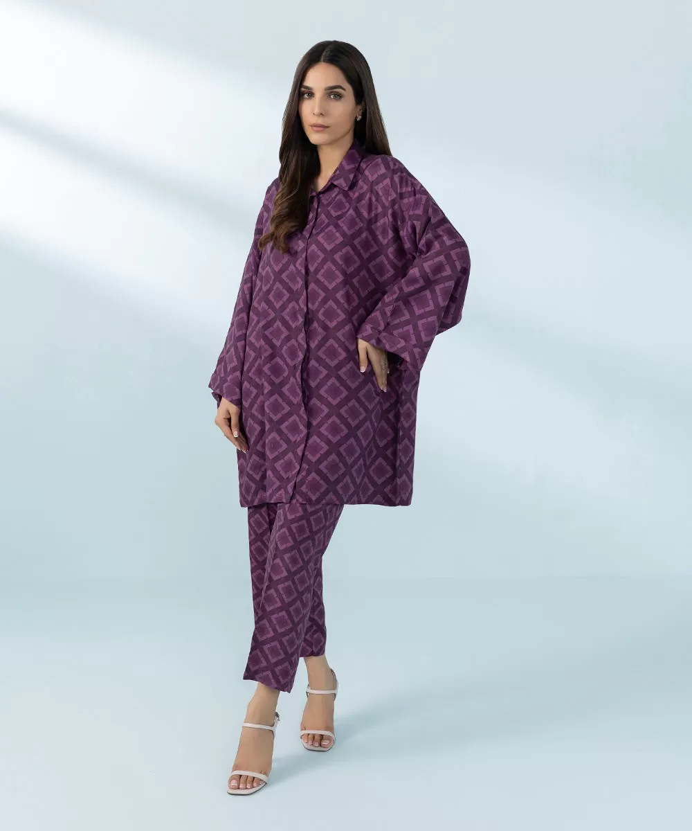 2 Piece - Printed Raw Silk Suit