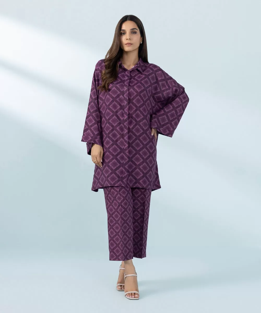 2 Piece - Printed Raw Silk Suit