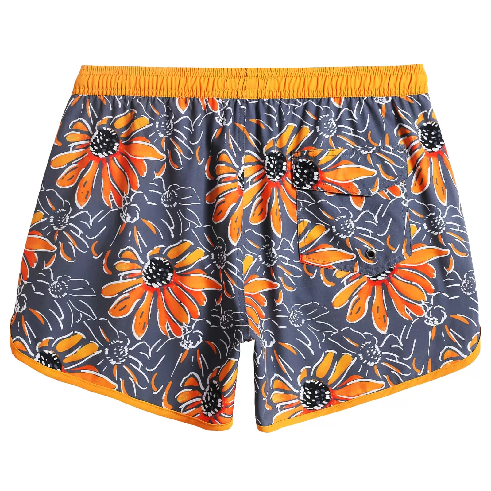 4.5 Inch Inseam Vintage Stretch Sunflower Printed Swim Trunks