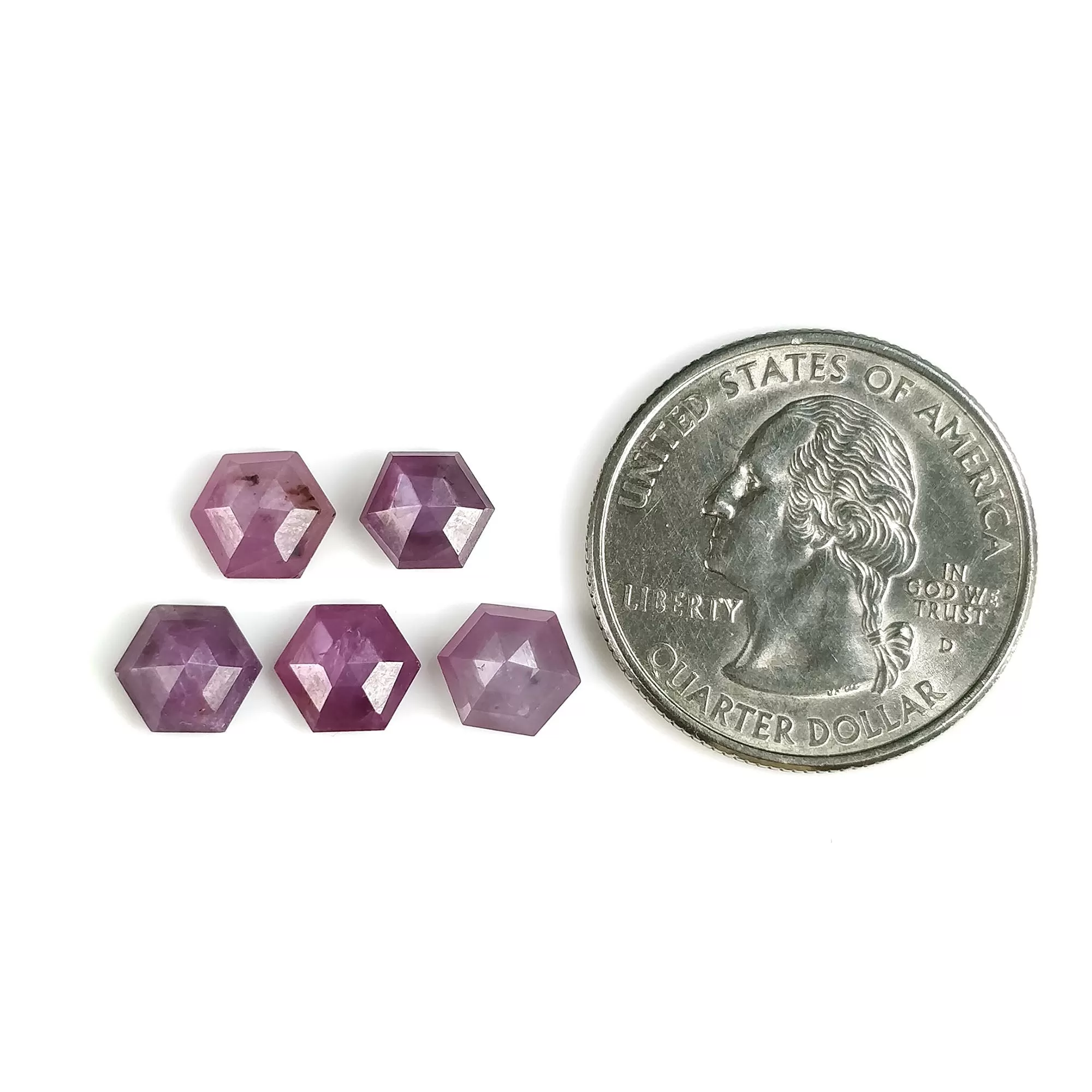 8.01cts Natural Untreated Raspberry Sheen PINK SAPPHIRE Gemstone September Birthstone Hexagon Shape Step Cut 7mm 5pcs Lots