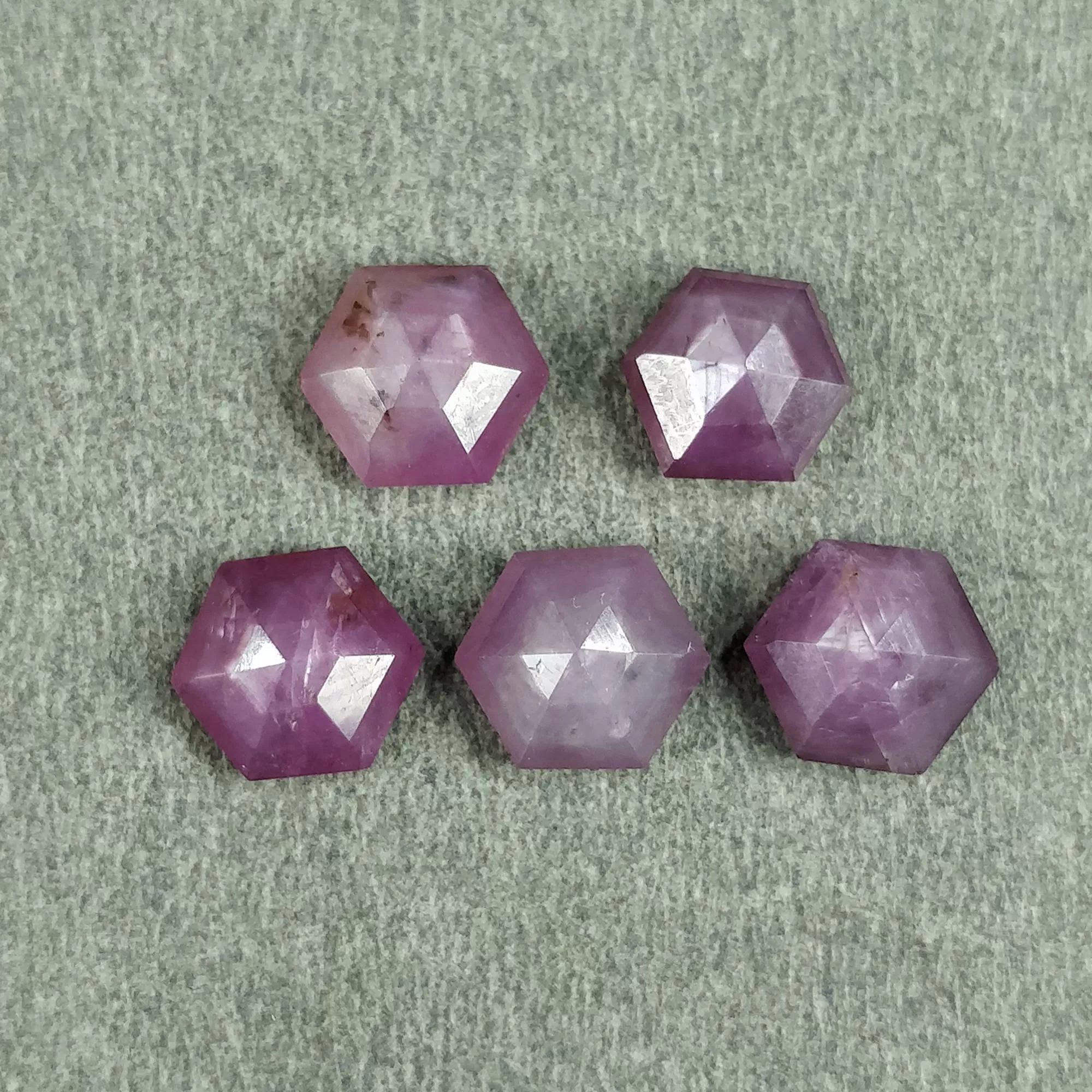 8.01cts Natural Untreated Raspberry Sheen PINK SAPPHIRE Gemstone September Birthstone Hexagon Shape Step Cut 7mm 5pcs Lots