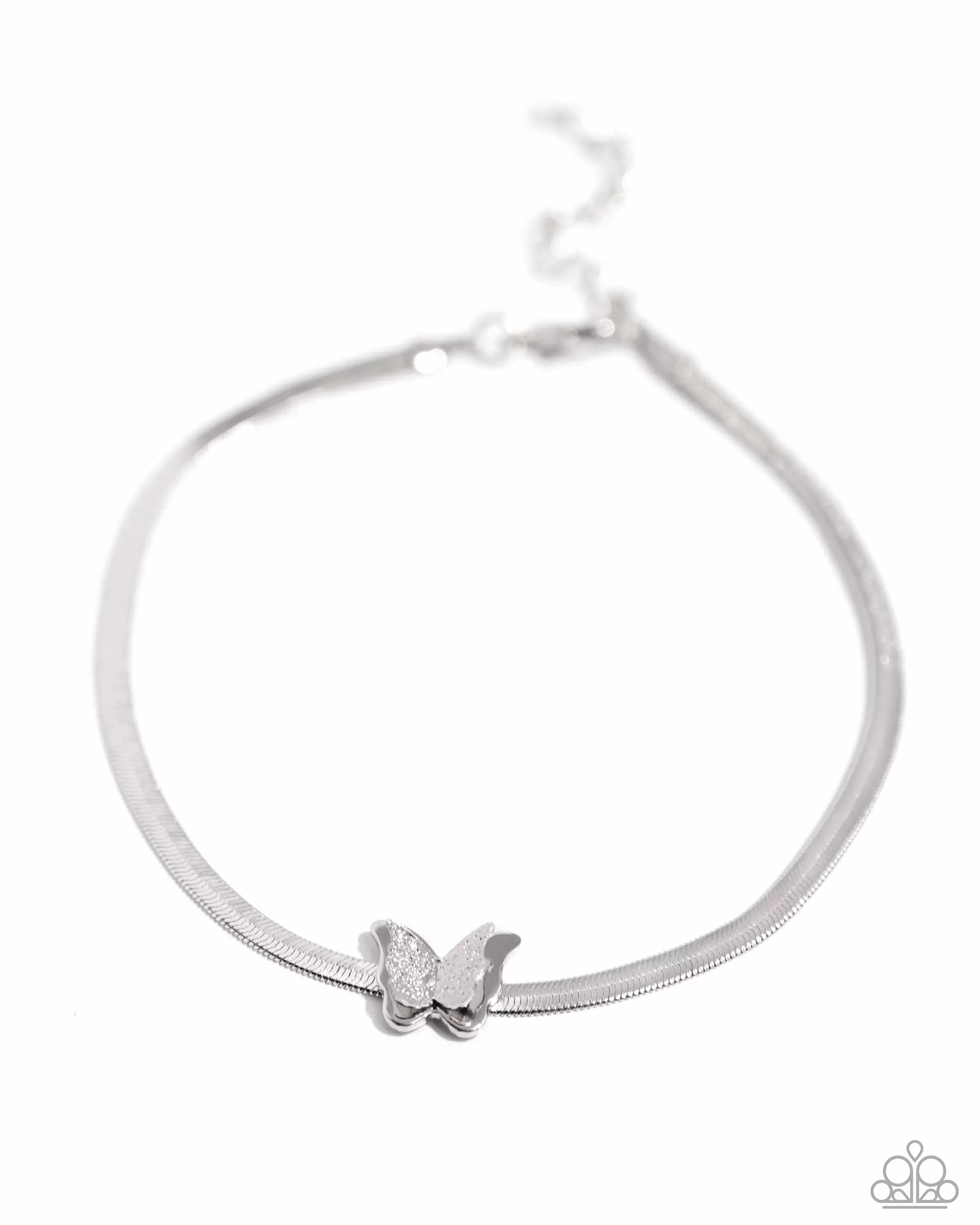 A Flight-ing Chance Silver Butterfly Anklet - Paparazzi Accessories