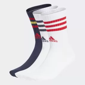 Adidas 3-Stripes Cushioned Crew Socks 3 Pairs - White/Ink/White