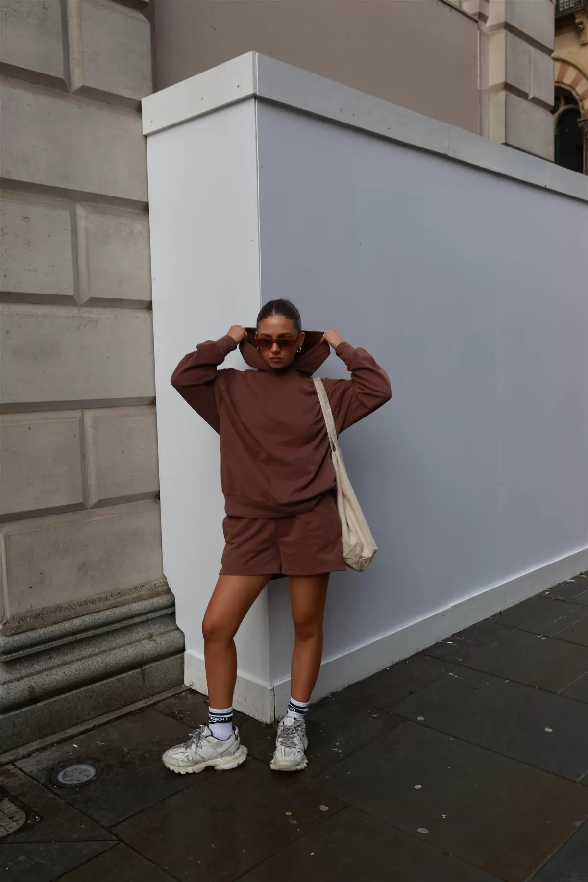 Agon Lounge Boxy Oversized Hoodie - Coffee