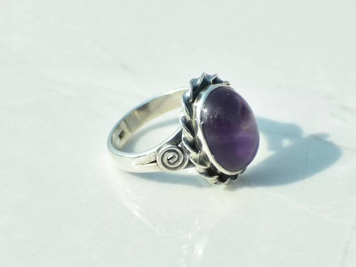 Amethyst Sterling Silver Ring, Handmade Jewelry, February birthstone,Christmas Gift, For her