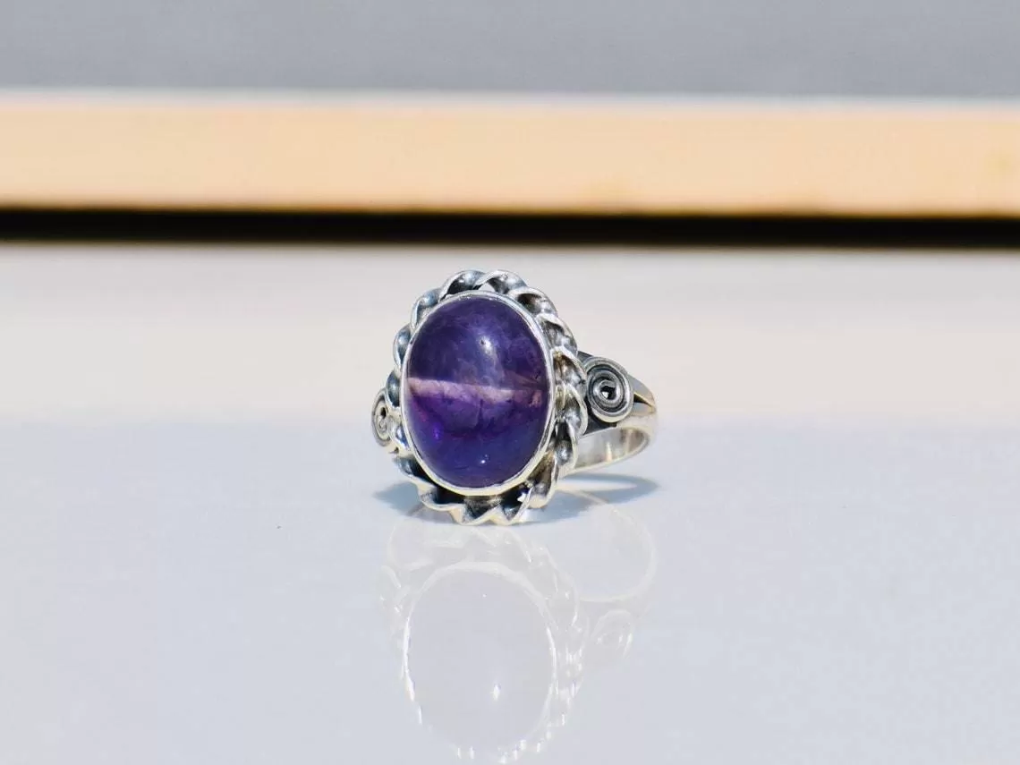 Amethyst Sterling Silver Ring, Handmade Jewelry, February birthstone,Christmas Gift, For her