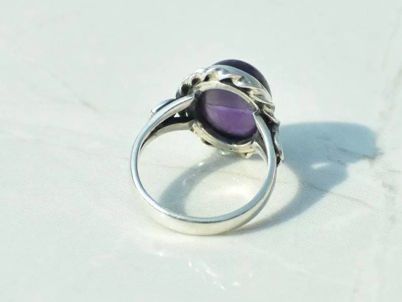 Amethyst Sterling Silver Ring, Handmade Jewelry, February birthstone,Christmas Gift, For her