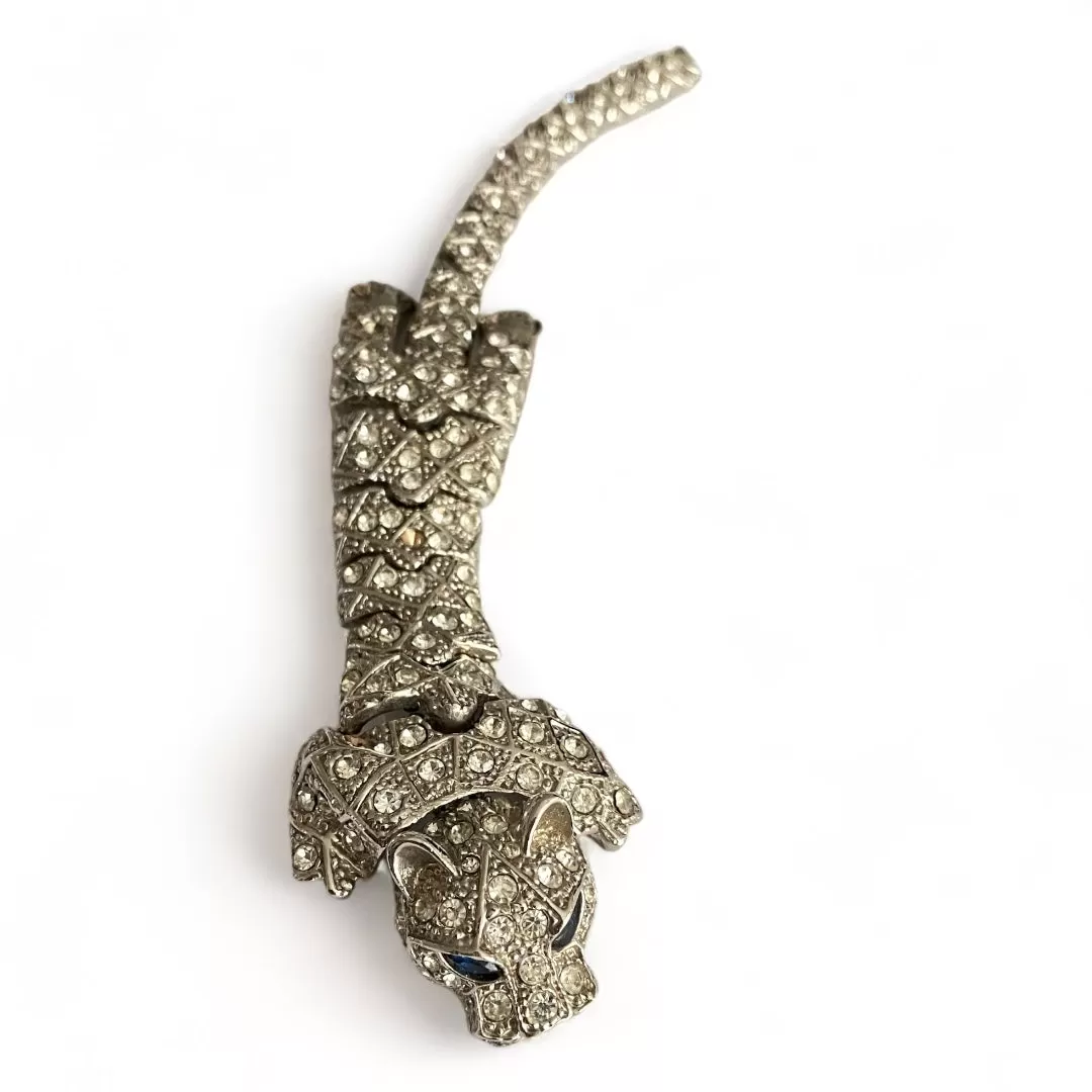 Articulated Silver Wild Cat Brooch