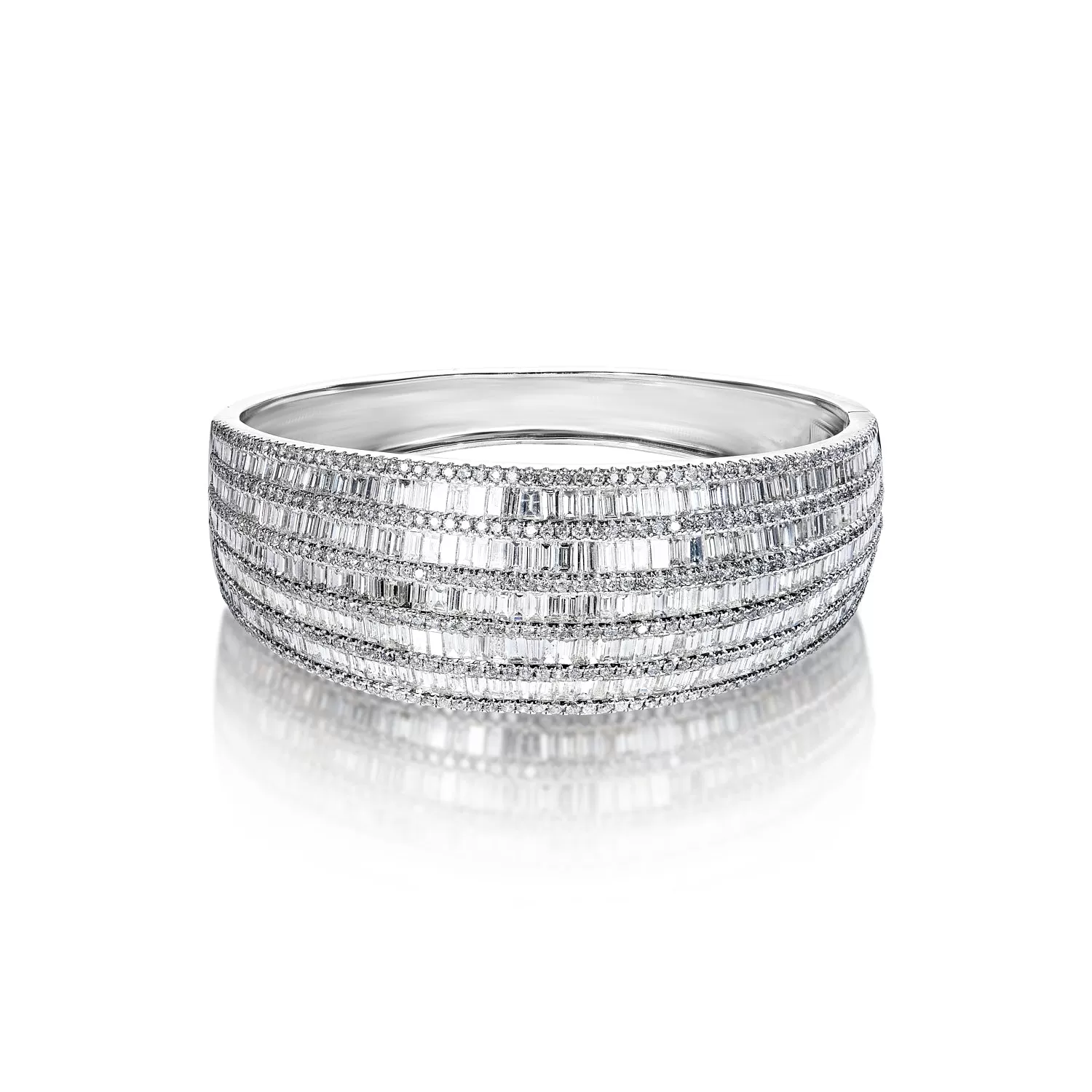 Astrid 16 Carat Combine Mix Shape Diamond Bangle Bracelet in 14k White Gold