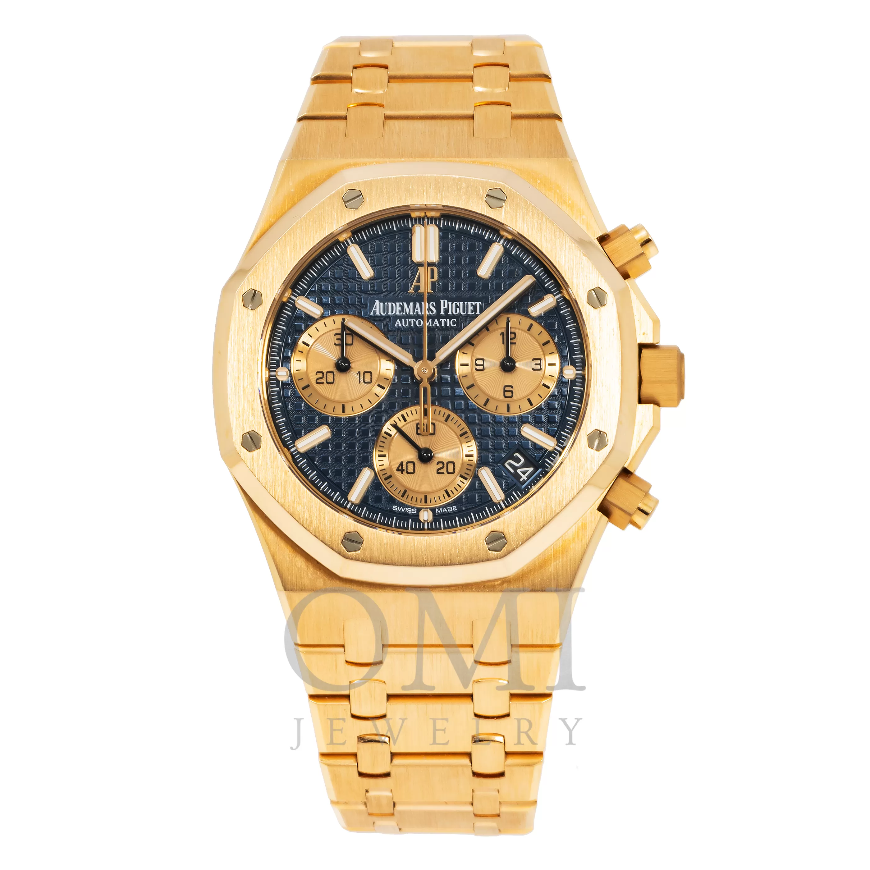 AUDEMARS PIGUET ROYAL OAK CHRONOGRAPH 26331OR 41MM BLACK DIAL WITH ROSE GOLD BRACELET.