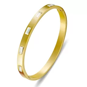 Baguette Cubic Zirconia Bangle Gold