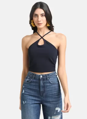 Basic Crop Top With Front Criss Cross Detail