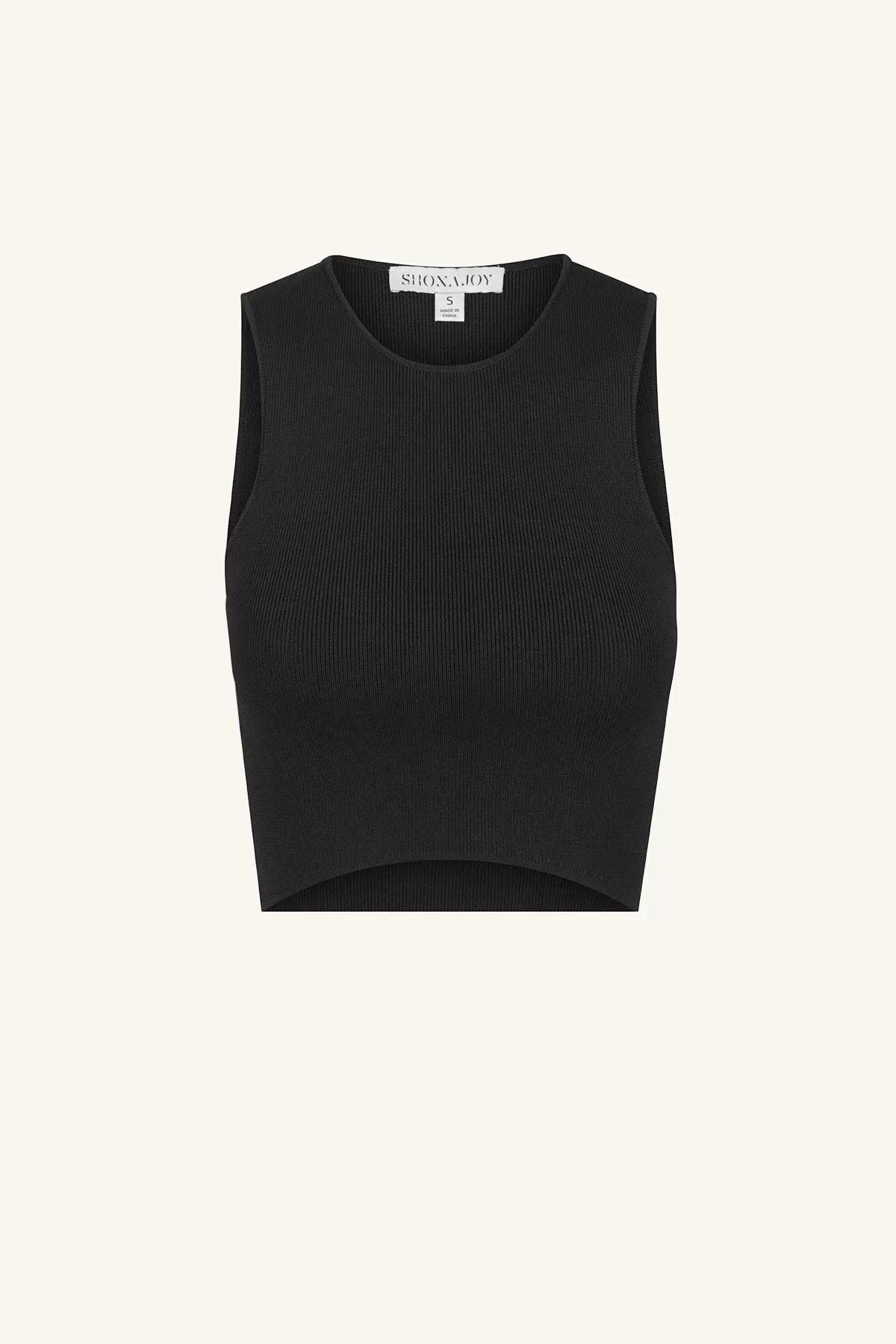 BASIC CURVED HEM CROP TOP - BLACK