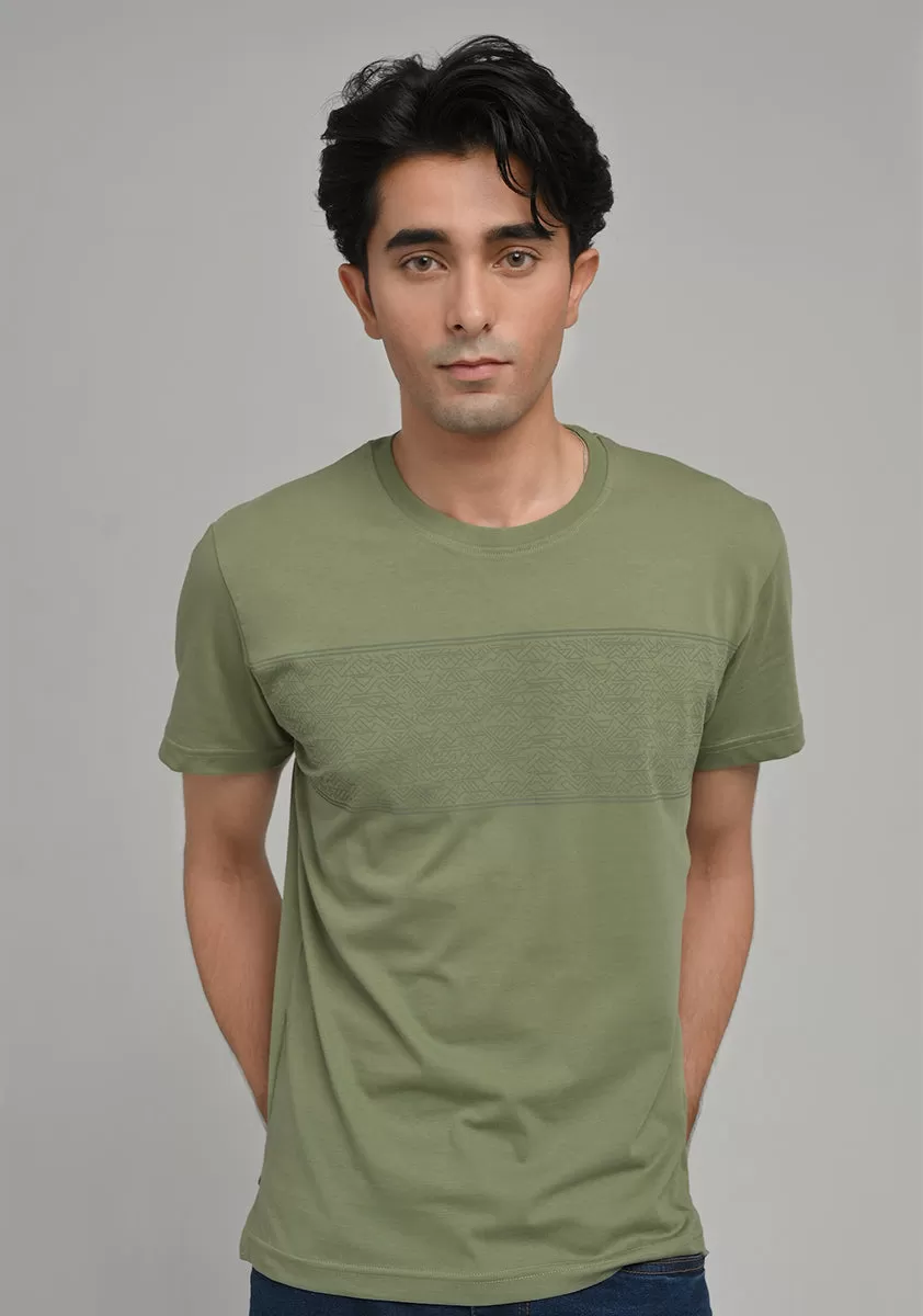 Basic Jersey Round Neck Cuban Green T-Shirt