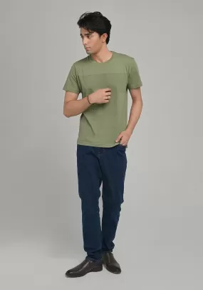 Basic Jersey Round Neck Cuban Green T-Shirt