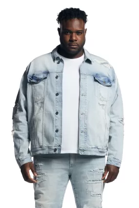 Big and Tall - Rip & Repaired Color Jean Jacket - Natick Blue