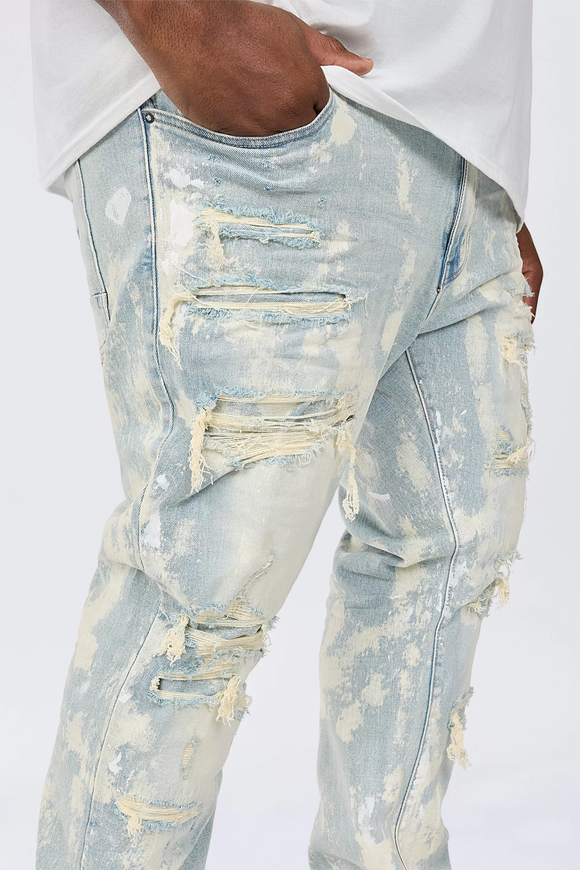 Big and Tall - Wash Heavy Rip & Repair Jeans - Seville Blue