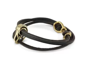 Bird Skull Leather Bracelet - Bronze