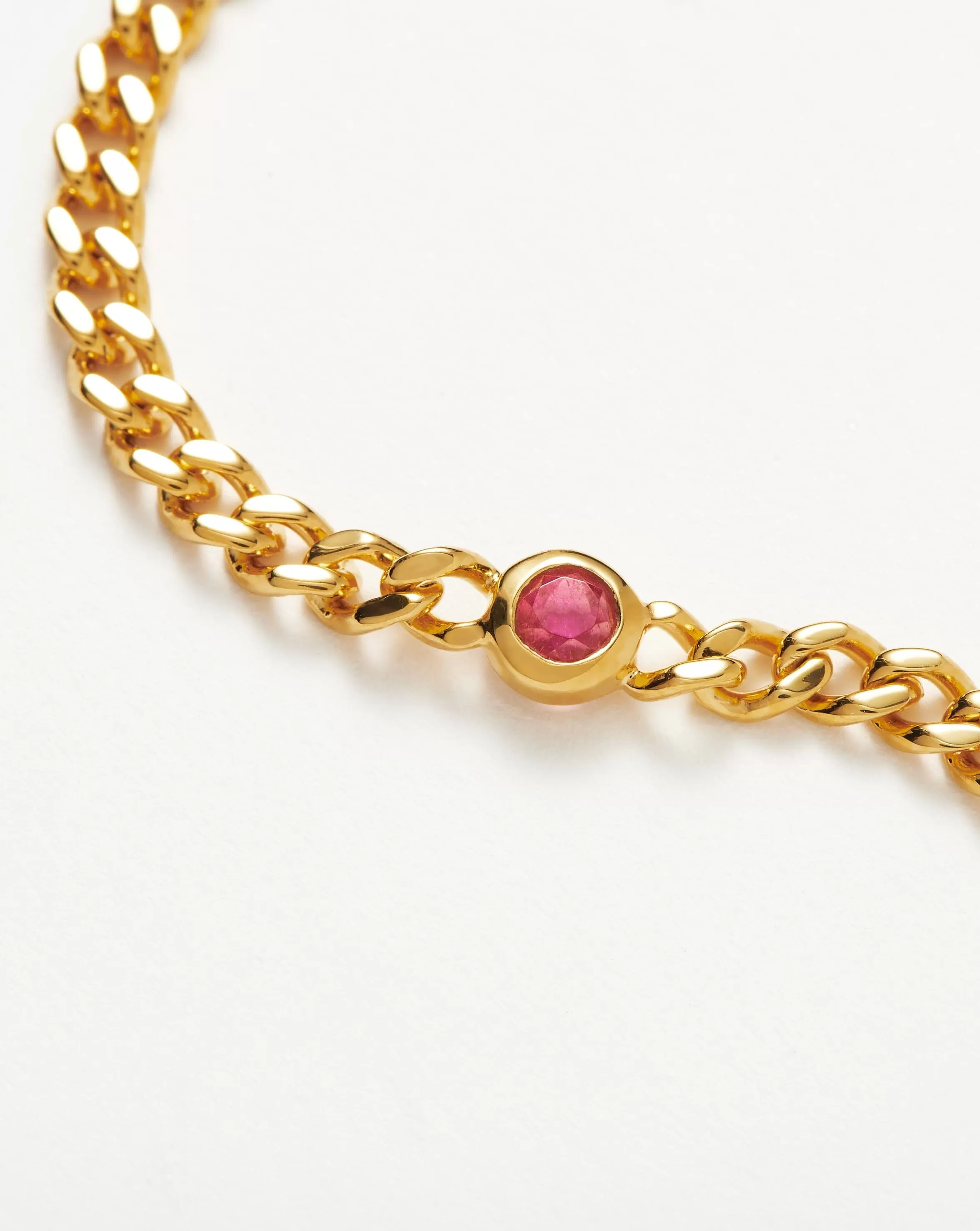 Birthstone Chain Bracelet - October | 18ct Gold Plated Vermeil/Pink Tourmaline