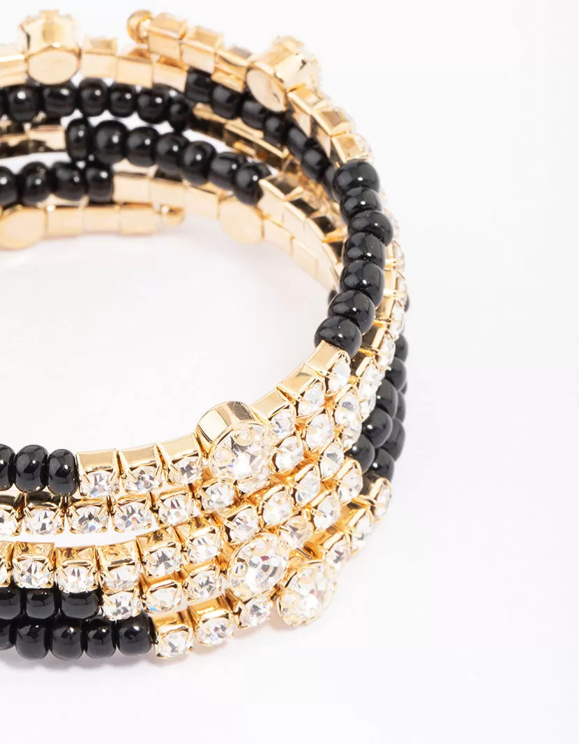 Black & Gold Wrapped Diamante Bracelet