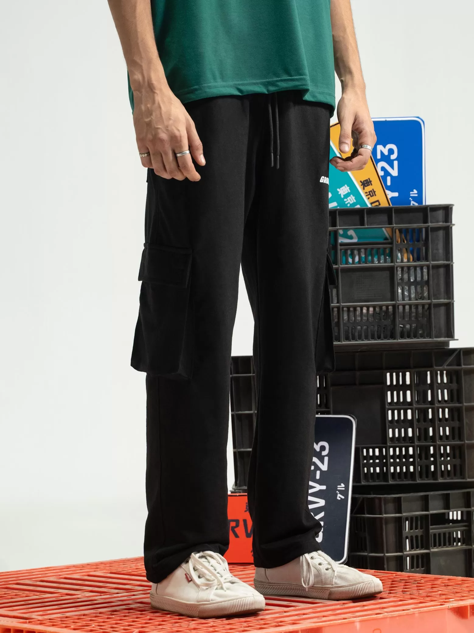 Black Cargo Trousers