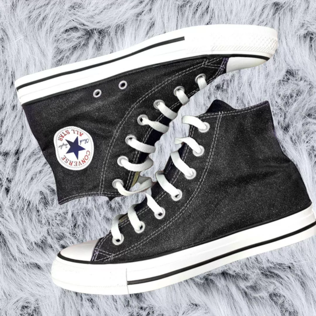 Black Glitter Hi Top Converse