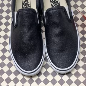 Black Glitter Slip On Vans