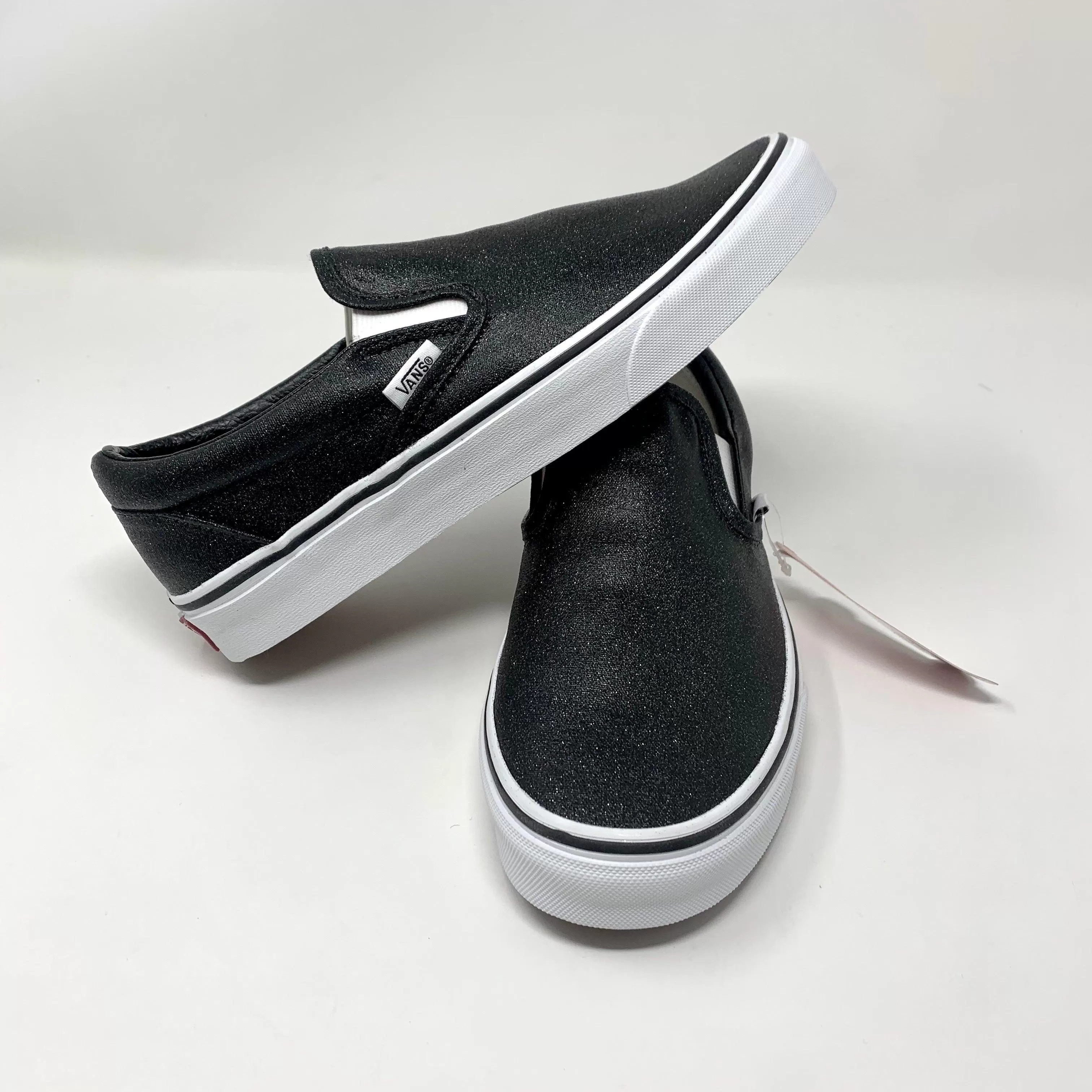 Black Glitter Slip On Vans