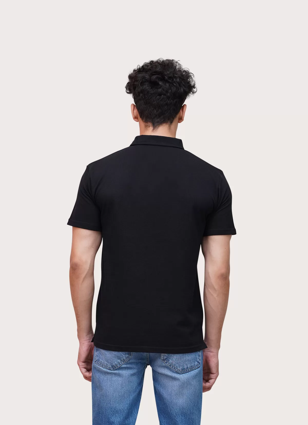 Black Self Collar Polo