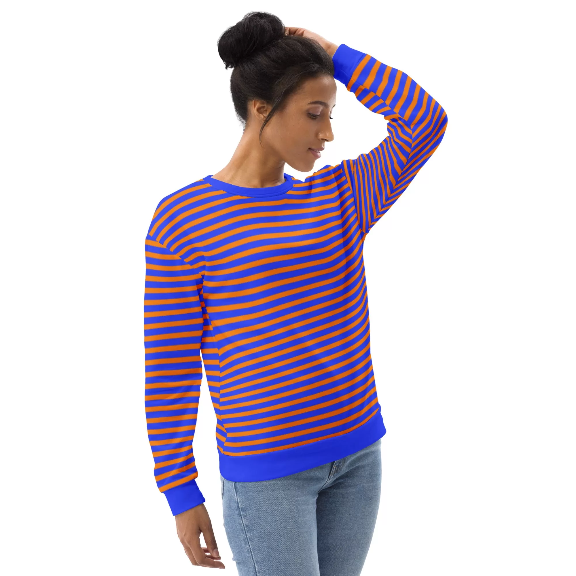 Blue And Orange Striped Sweater / Fashion For Men And Women