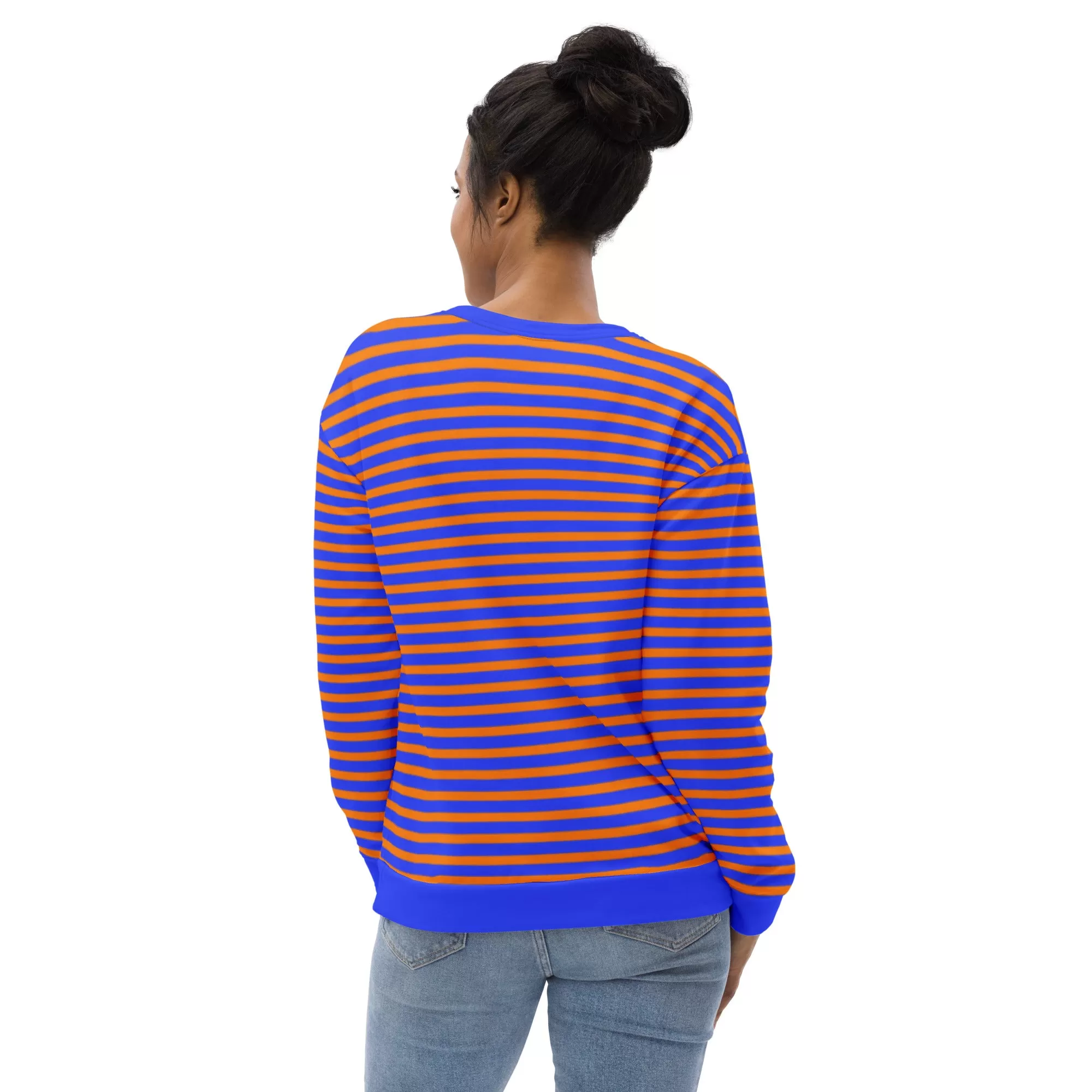 Blue And Orange Striped Sweater / Fashion For Men And Women