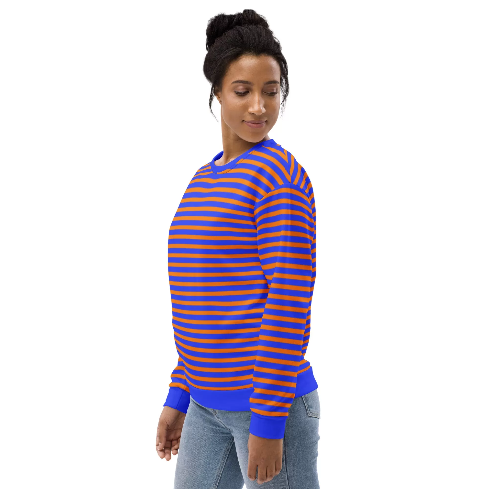 Blue And Orange Striped Sweater / Fashion For Men And Women