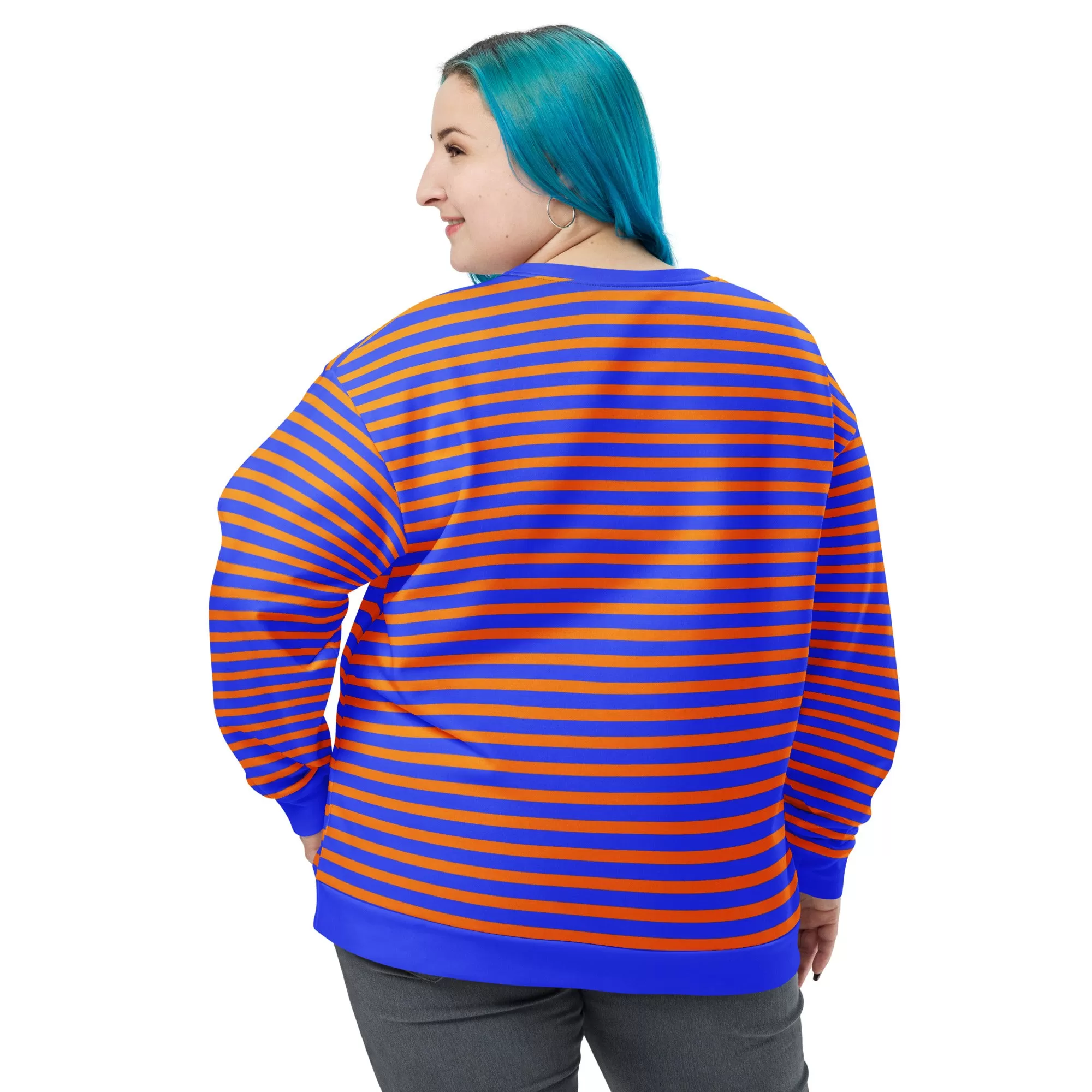 Blue And Orange Striped Sweater / Fashion For Men And Women